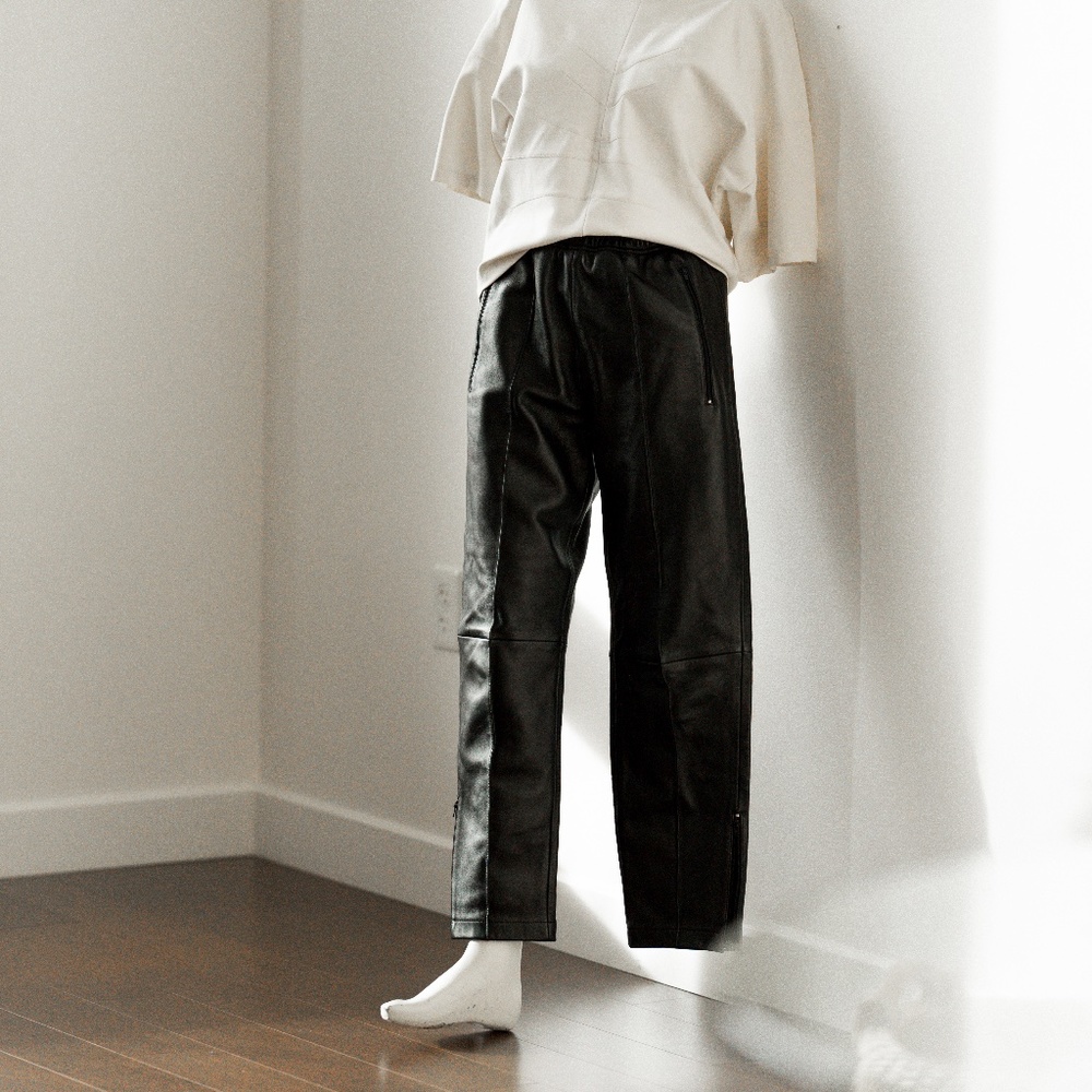 BALENCIAGA Leather Track Trouser Pant, Black, 38 FR / 6 US 100% Authentic - Picture 4 of 14